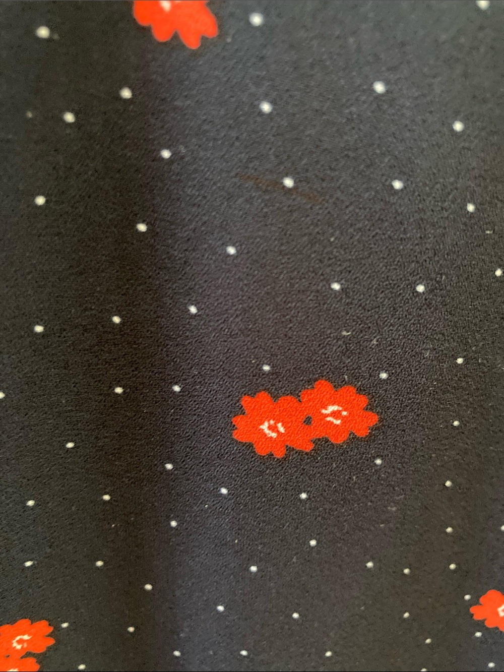 Banana Republic Navy Blouse with Red Flowers and Polka Dot Print Semi Sheer - Picture 8 of 8